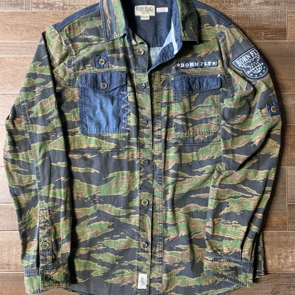 🦅 Born Fly Camo Button Down 🦅